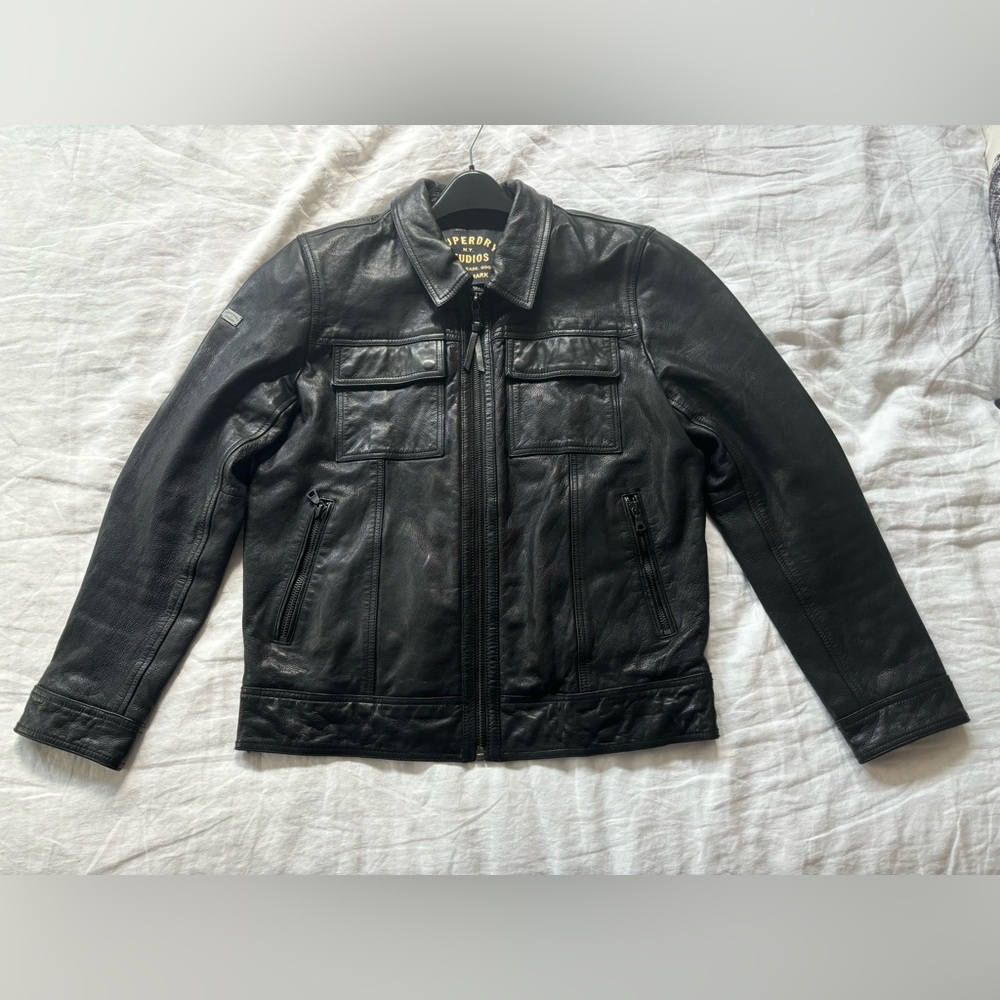 Superdry Studios Black Leather Jacker